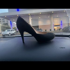 Faux Suede Black Heels